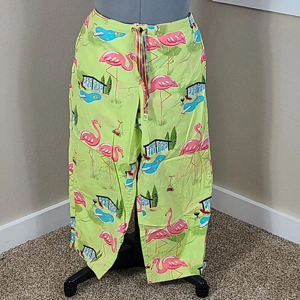 Flamingo Pajamas Nick & Nora Y2k 2000 Size Large - Picture 5 of 15